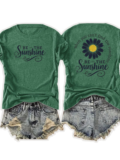 Women'S Casual Sports T-Shirt | Lightweight & Breathable European Summer Round-Neck Tee With Uplifting 'Be The Sunshine' Print - Ideal For Spring/Summer And Perfect For Various Occasions
