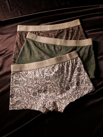 3pcs BIWEIER Women'S Retro Printed Couple Briefs, High-End And Light Luxury, Soft And Comfortable, Fashionable Underwear, Suitable for Women'S Casual Sports, Valentine'S Day Gift