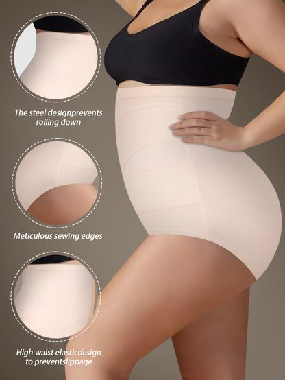 4pcs Plus Size High-Waist Shaping plus-size Panties- Breathable And Comfortable, Designed To Shape Your Figure Perfectly- Featuring A Wide Elastic Waistband For Extra Support, Providing All-Day Comfort