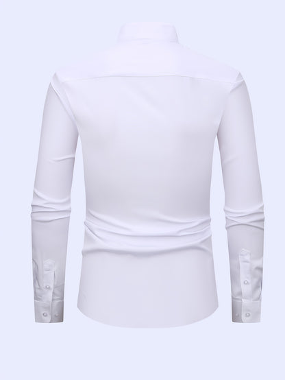 2026 New Men's French-Style Dress Shirt, Shirt Only Without Gift Box, Includes A Bow Tie, Elegant Pleated Front Dress Shirt/top, Suitable for Work, Office, Weddings, Formal Stand-up Collar Shirt, A Gift for Him for Christmas Or Valentine's Day