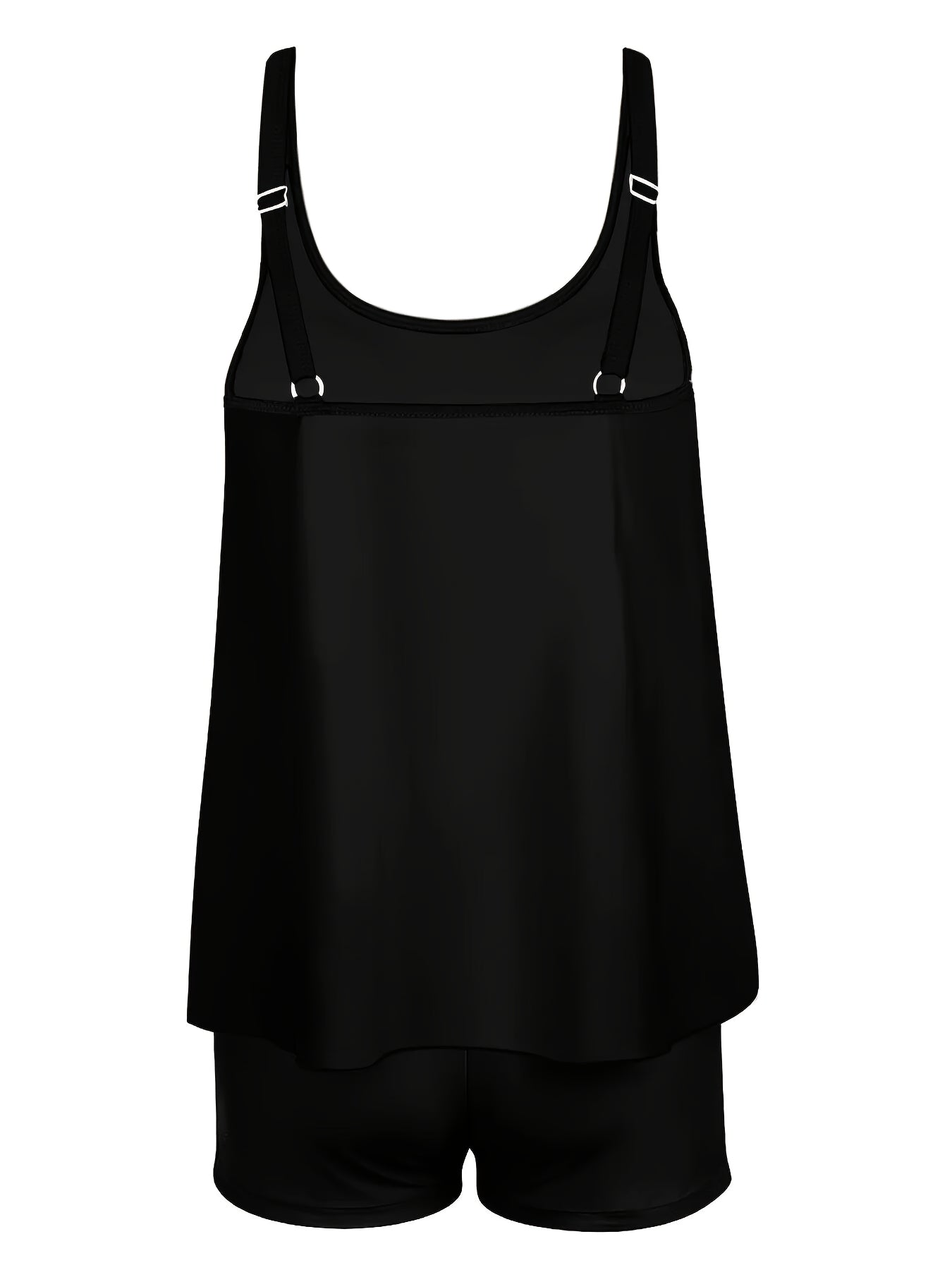 Adorable Skeleton-Themed Two-Piece Swimsuit for Women, Featuring a Stylish Black Design with a Conservative Double Shoulder Tankini Style, Perfect for a Laid-Back Halloween Look