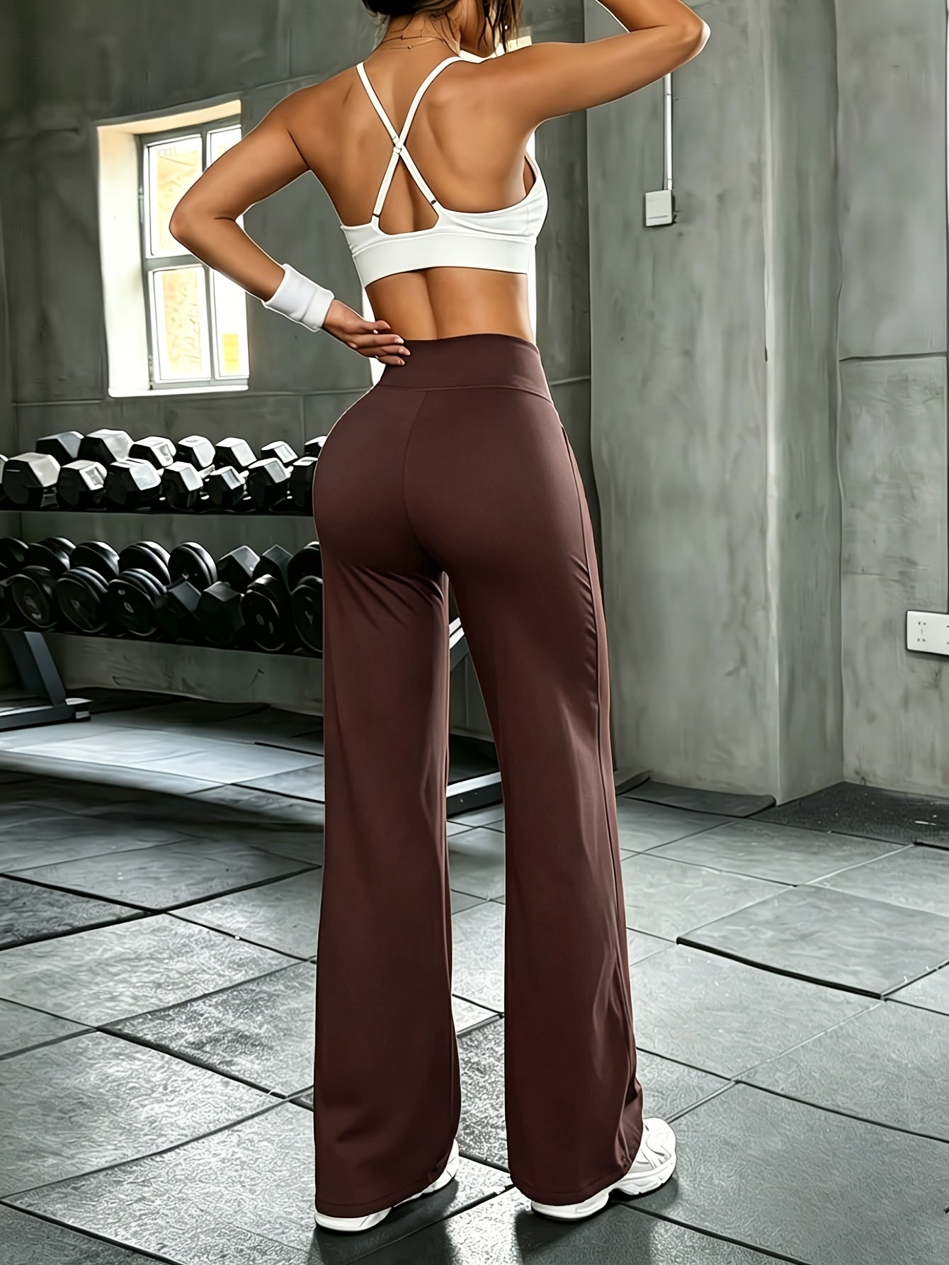 Women'S High-Waist Wide-Leg Pants, Summer Quick-Dry Pants, Casual Sports Long Pants With Elastic Waistband, Loose-Fit Solid Color, Spring/Summer New Arrival Women'S Casual French-Style Comfortable And Fashionable