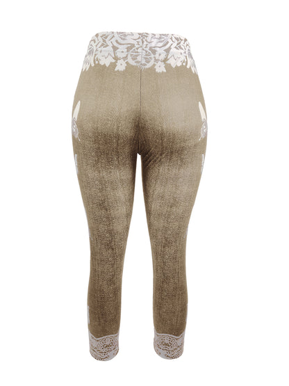 European And American Women'S Pants, Fashionable And Casual, Randomly Printed, Women'S Leggings, Cropped Pants, Tight Fitting