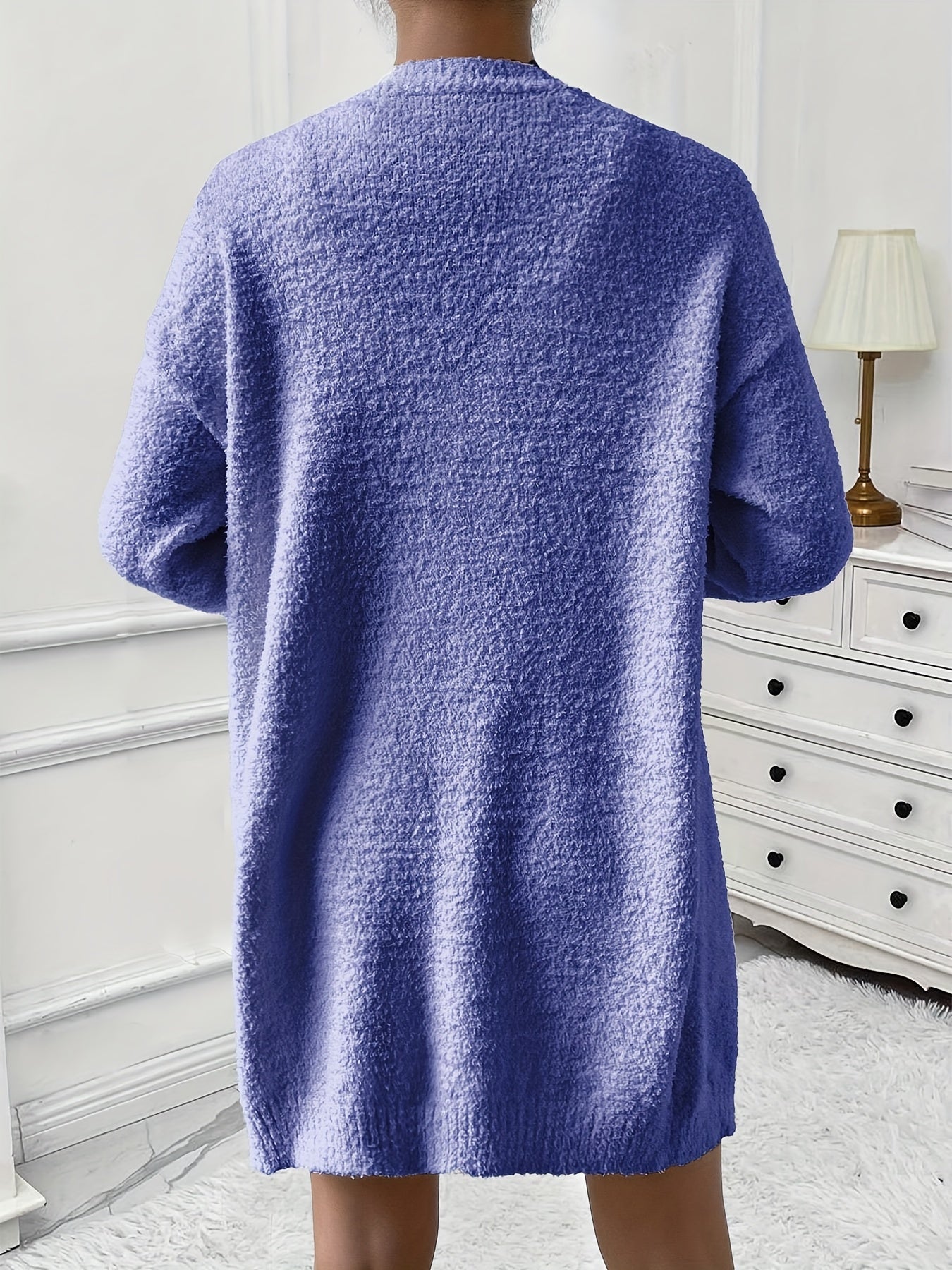 Women's Casual Warm Lounge Set, Cozy Long Sleeve Cardigan & V Neck Tank Top & Shorts, Soft Relaxing Home Outfit, Comfort Wear for Fall & Winter