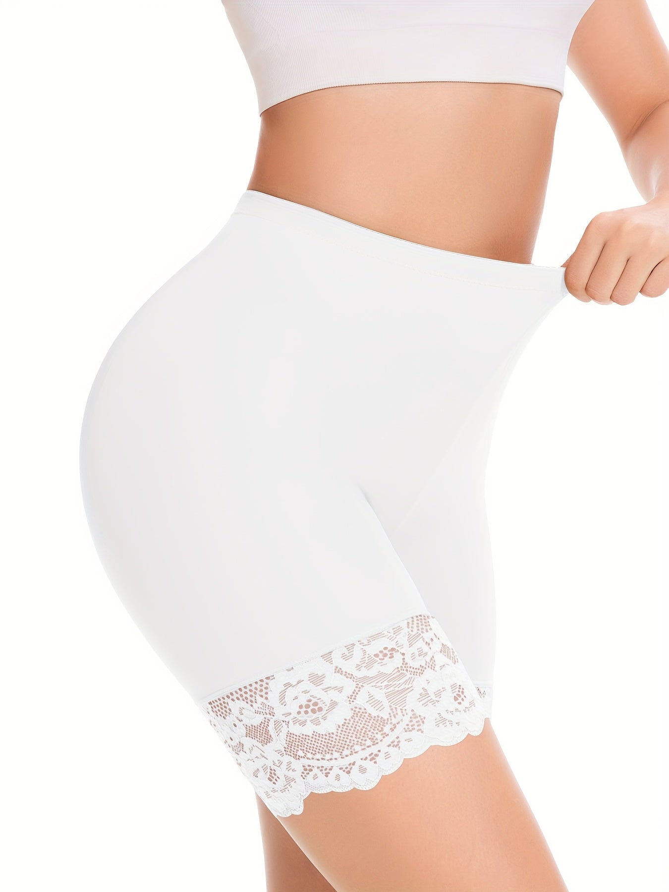 JUQDNX Seamless Lace Boyshort Panties - Tummy Control & Butt Lifting, Anti-Chafing Compression Slimmer Underwear for Women, Breathable / Blend, Ideal for Dresses & Shorts, Tummy Control Underwear
