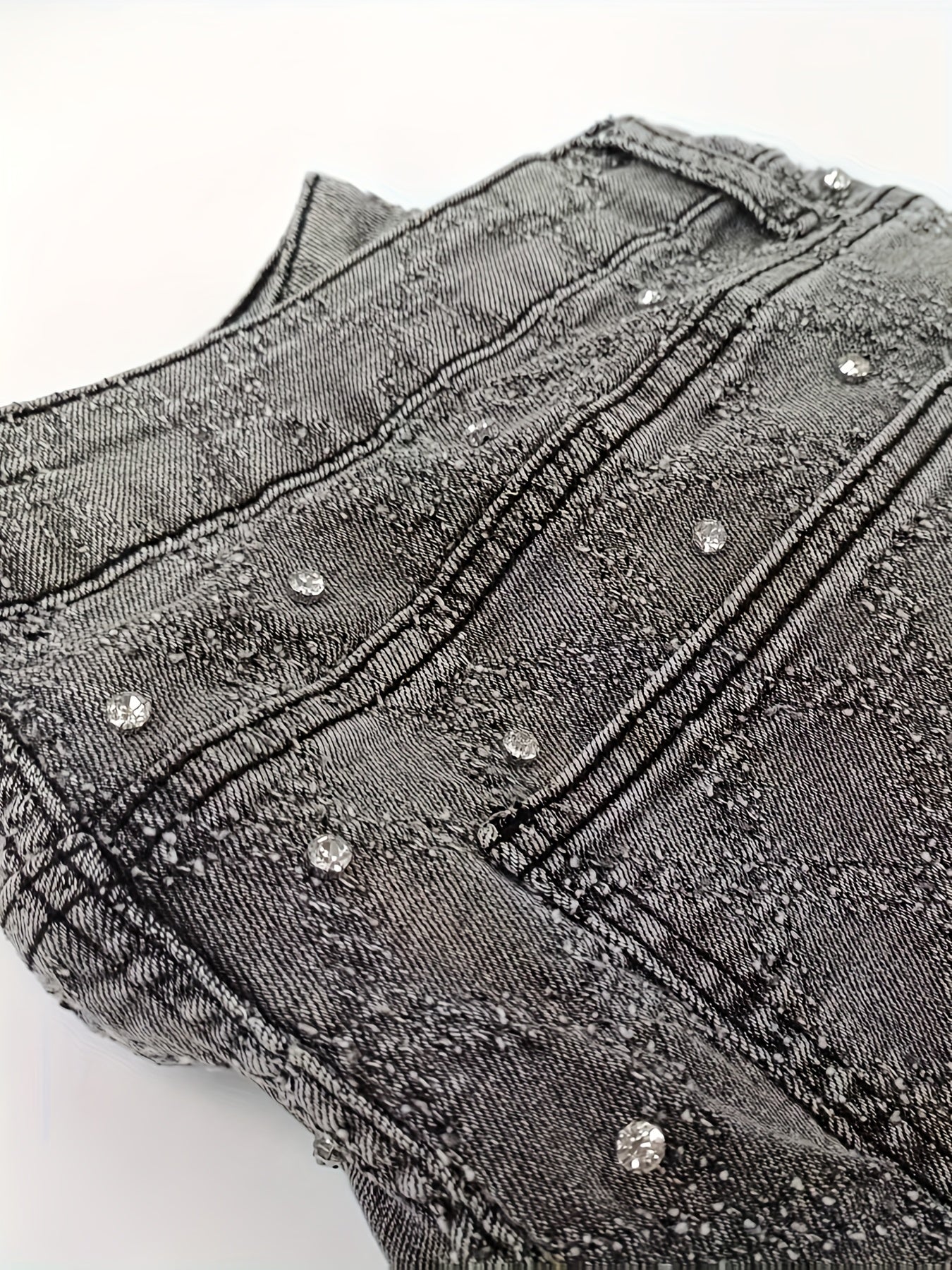Y2K Men's Shiny Rhinestone Embellished Stretch Slim-Fit Jeans, Casual Street Style Hip-Hop Skateboarding Rap Pants, Machine Washable - All-Season Wear