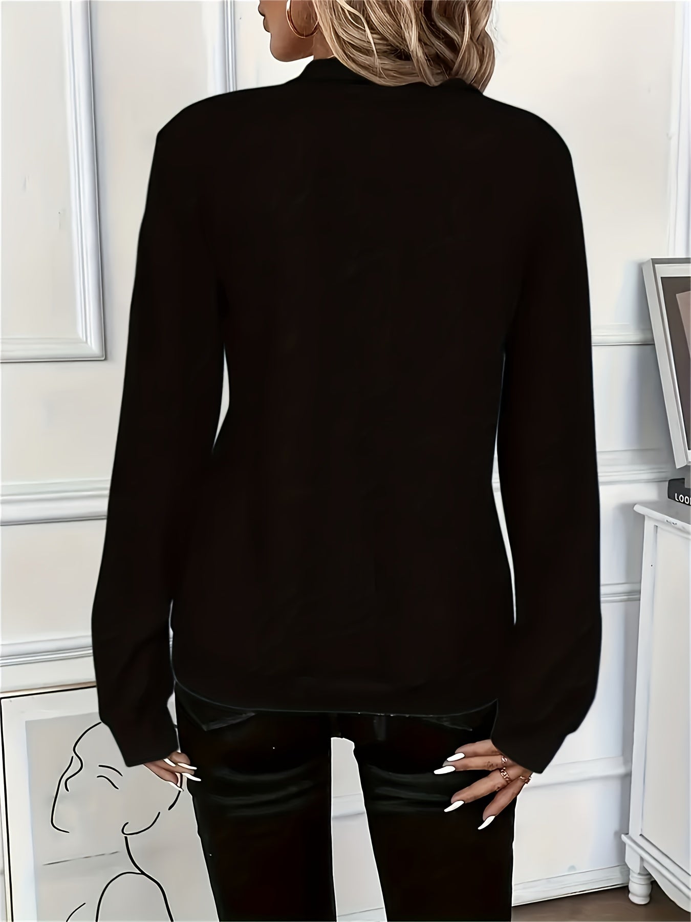 [Autumn Winter Solid Color Sweatshirt] New Fashionable And Elegant Autumn And Winter Solid Color Zipper Pocket Turnover Collar Women's Long Sleeve Sweatshirt