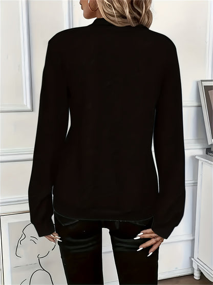 [Autumn Winter Solid Color Sweatshirt] New Fashionable And Elegant Autumn And Winter Solid Color Zipper Pocket Turnover Collar Women's Long Sleeve Sweatshirt