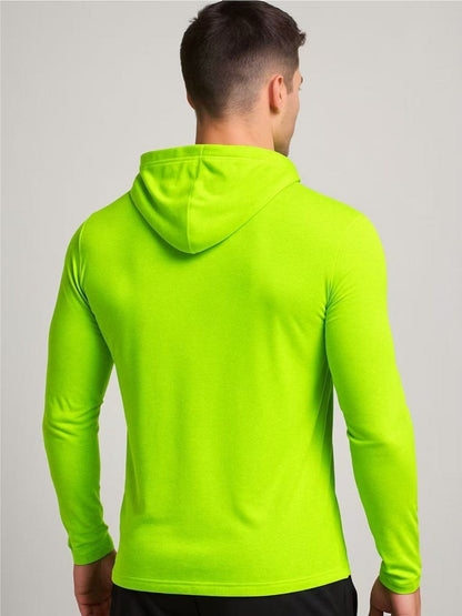 4 Pack Men's Hi Vis Performance Hooded Shirts, Long Sleeve Quick Dry Moisture Wicking UPF 50+ Lightweight Work Shirts with BONUS Performance Neck Gaiter