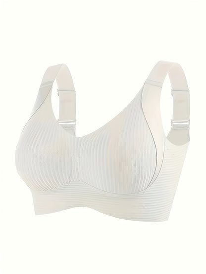 Plus-Size Wireless Women's Bra Suitable for Large Breasts - Full-Coverage Lift & Push-Up Underwire-Free Bust Enhancer with Adjustable Straps, Removable Pads, Seamless Smoothing Lingerie for Daily Wear & Special Occasions
