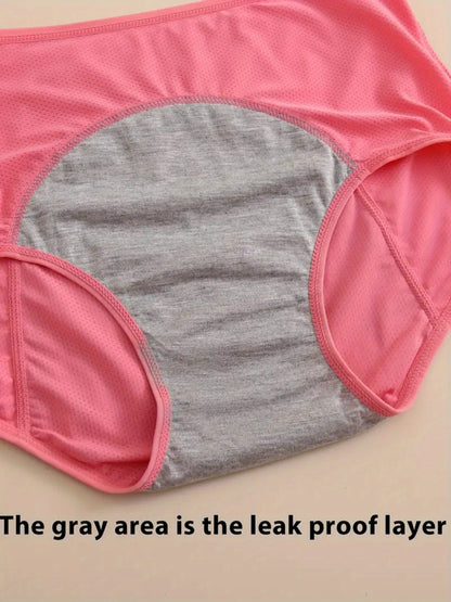 6pcs Plus Size Women'S Leakproof Period Panties - High Waist, Tummy Control, Stretchy Nylon Blend, Solid Color