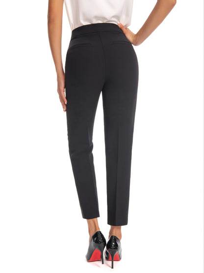 Women'S High Waisted Slim Fit Ankle Dress Pants Stretch Trousers with Pockets, Elegant Office Workwear Bottoms