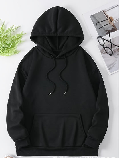Men'S Fleece Hoodie Letter Print Kangaroo Pocket Drawstring Print Hoodie