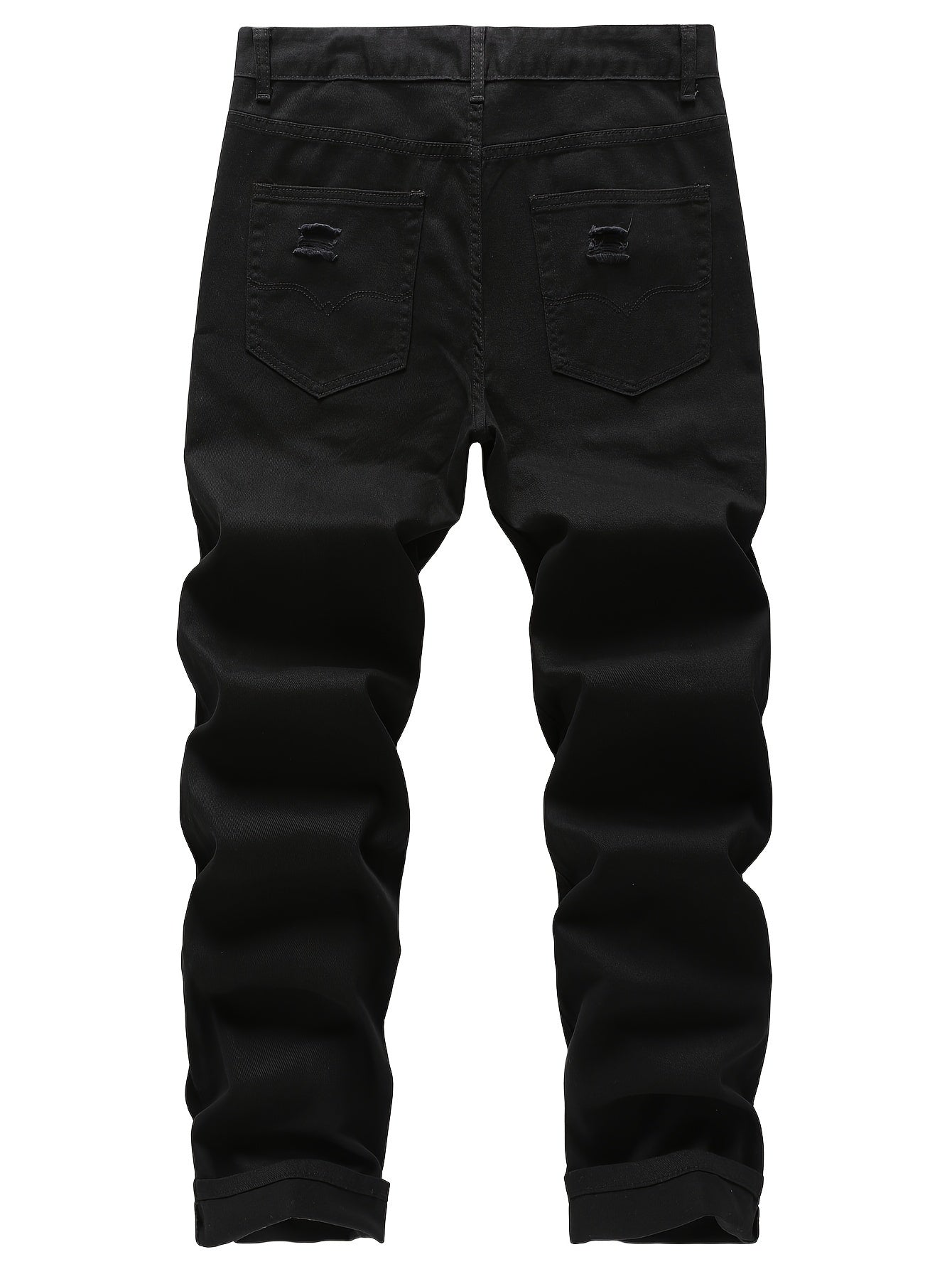 Men's Non-Stretch Ripped Tapered Denim Jeans - Distressed Streetwear Pants with Tapered, Ripped Hem & Flag Suitable for - Wear, Machine Washable Regular Fit for Urban Fashion and Casual Outfits