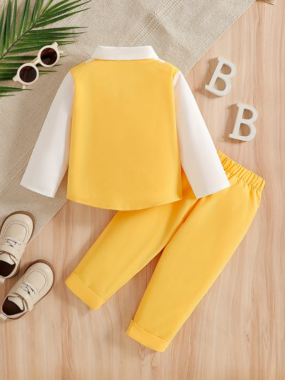 Baby Clothing, Baby Products, Baby Spring And Autumn Suits, Wedding And Birthday Party Gifts, Suits, Fake Two-Piece Long Sleeved Tops And Pants, Children'S Gentleman Suits, School Season Hot Items, Baby Boy Birthday Gifts, Valentine'S Day Gifts