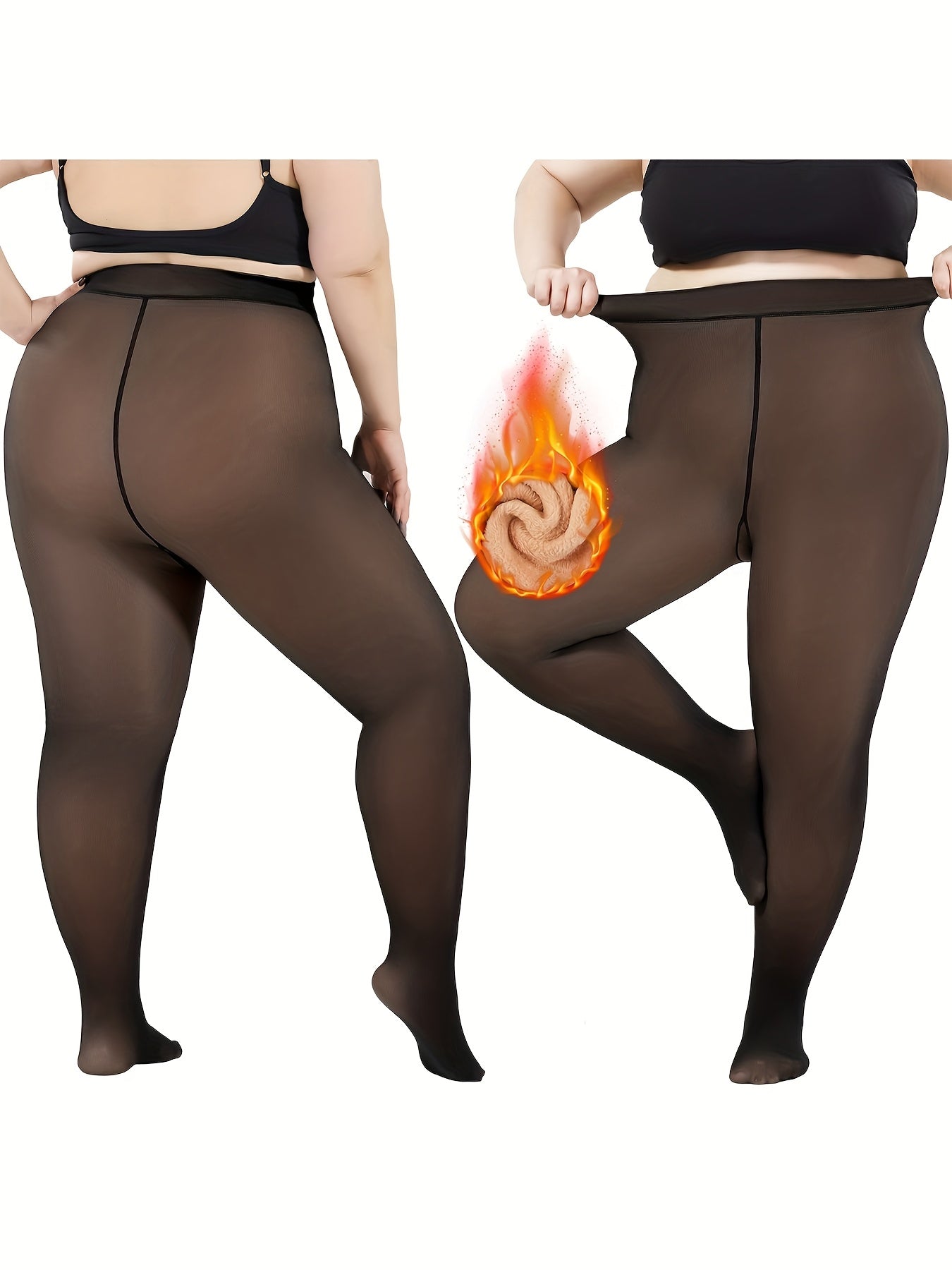 1pc Women's Winter Plus Size Warm Pantyhose - Autumn And Winter Fleece-lined Leggings, Soft Stretch, High-waisted Design, Translucent Slim-fit Tights - For Women - Suitable for Fall & Winter - Perfect Gift for Fashionable Ladies