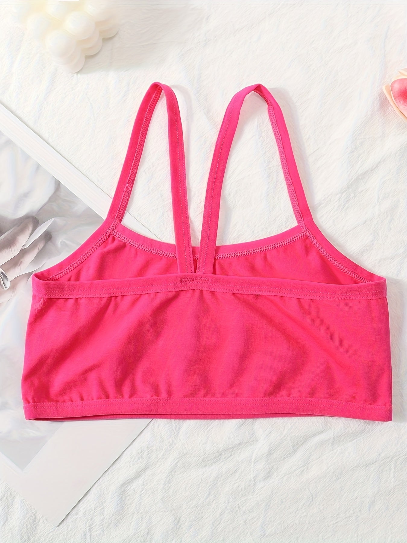 Random 12-pack Solid Color Girls Seamless Bras, Comfortable And Breathable Sports Bras With Cross Shoulder Straps, Cute And Fashionable Training Bras, Suitable For Teenagers And Students A 7-16 Years Old