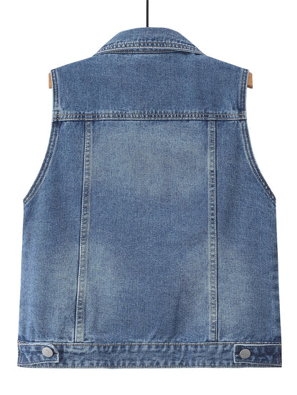 Oversized Women'S Denim Vest, Casual Jacket for Spring And Autumn Seasons