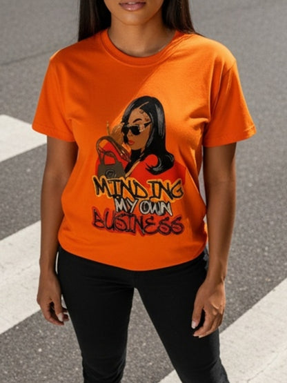 Trendy Anime Graphic Women'S Round Neck T-Shirt Made from Pure, Featuring a Minimalist Design That Is Both Comfortable And Breathable, Perfect for Everyday Casual Outfits. It Highlights a Natural And Sophisticated Look