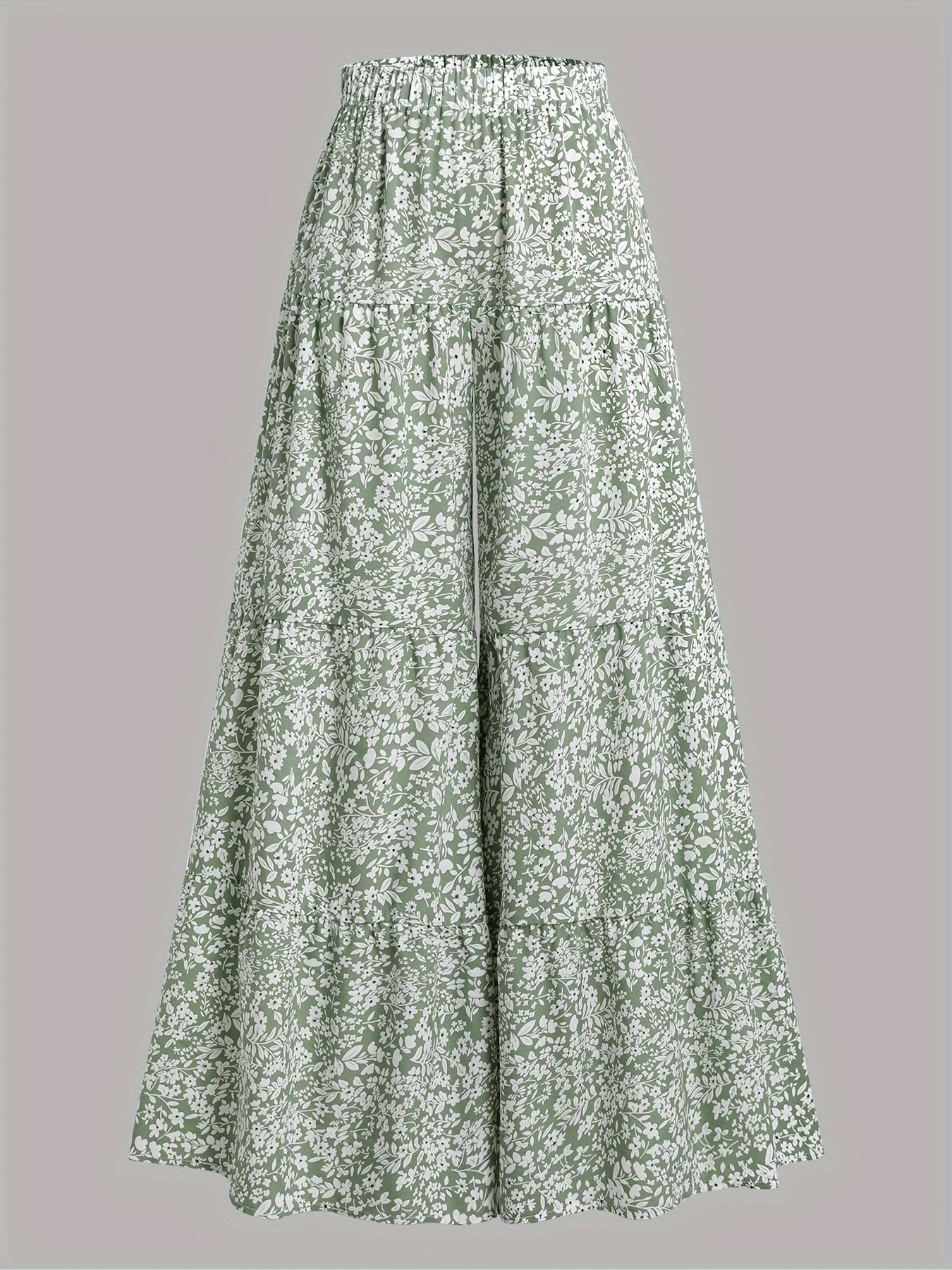 Women'S Summer Floral Print Wide-Leg Pants with Elastic Waist - High-Waisted, Flowy Design, White & Black Leaf Pattern, Perfect for Vacation or Casual Outings, Vacation Outfit | Floral Print Pants | Texture