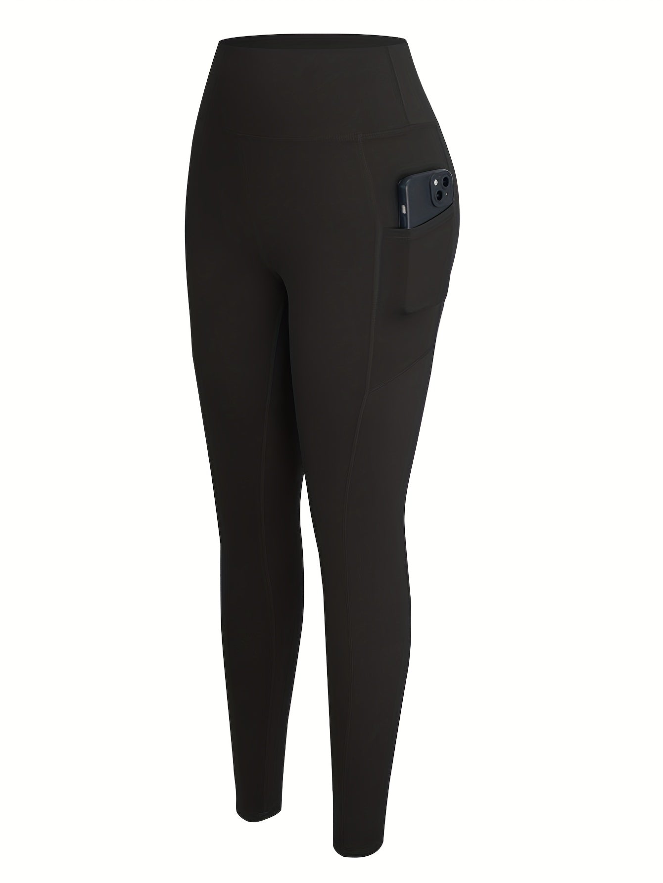 10pcs Pack Women's High-Waisted Stretch Yoga Leggings - Full-Length Workout Pants Suitable for Running, Gym, Pocketed for Layering - Solid Color Athletic Wear