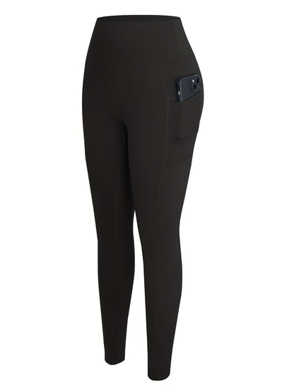 10pcs Pack Women's High-Waisted Stretch Yoga Leggings - Full-Length Workout Pants Suitable for Running, Gym, Pocketed for Layering - Solid Color Athletic Wear
