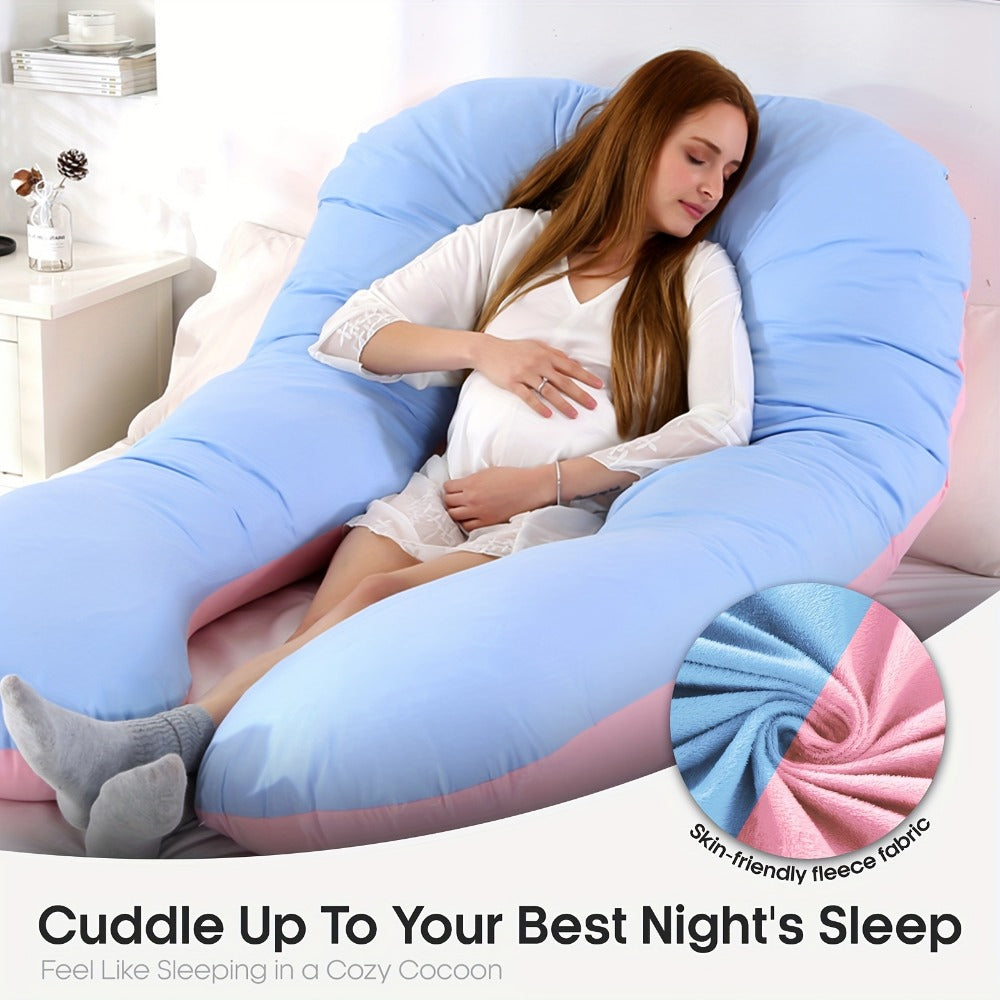 43-Inch Cooling J-Shaped Pregnancy Pillow - Washable Cooling Velvet Cover