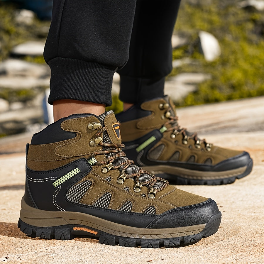 Large Men's Hiking Shoes, Autumn And Winter High Top Outdoor Sports Shoes, Anti Slip Thick Soled Hiking Shoes