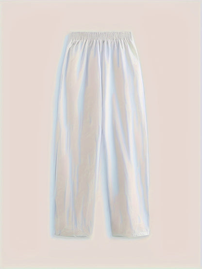 Plus Size Spring Summer Casual Floral Print Pants with Pockets and Elastic Waist, Perfect for Stylish Commuting