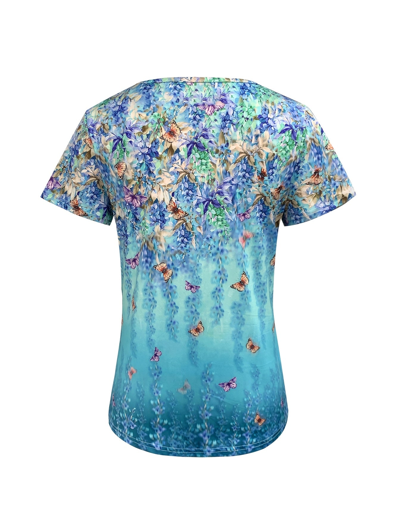 Retro Short-Sleeved T-Shirt with Butterfly Print for Spring And Summer