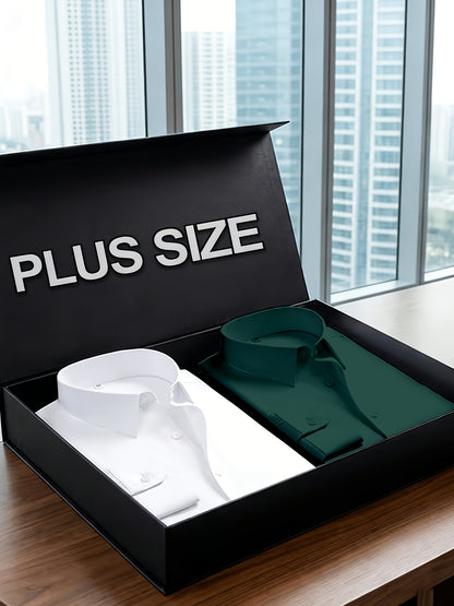 2pcs Set Of Men'S Plus-size Long-sleeve Shirts, 2XL To 6XL Size Shirts For Chubby Men, Versatile Plus-size Shirts For Daily Commuting, Summer Cool Shirts, Easy-care Wrinkle-resistant Plus-size Business Shirts, Gifts For Family