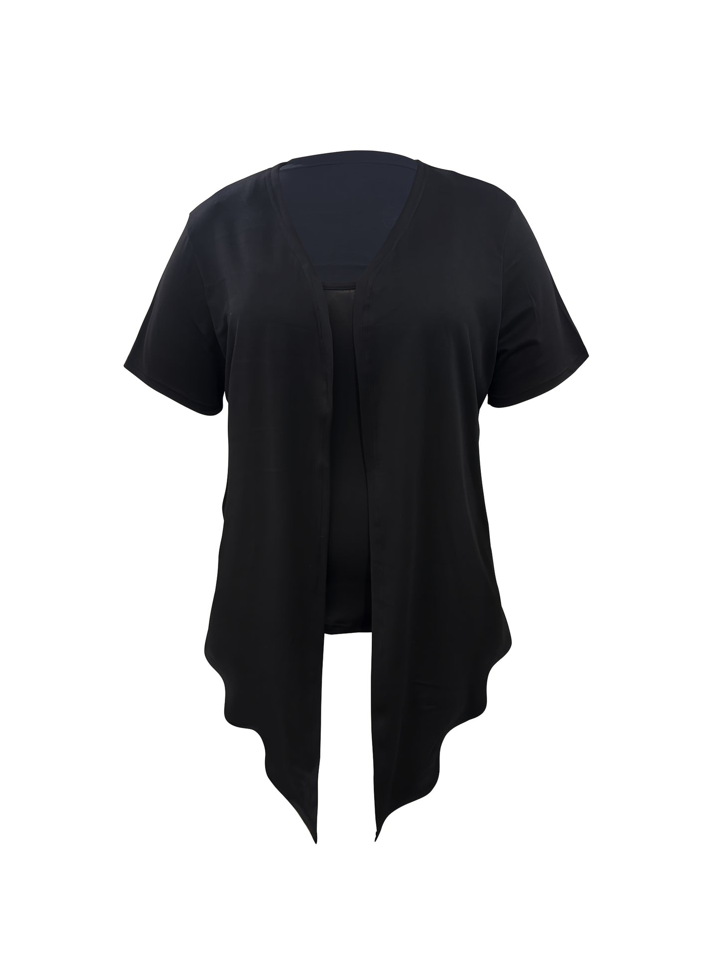 Women's Black Polyester Short-Sleeve Jacket - product view 6