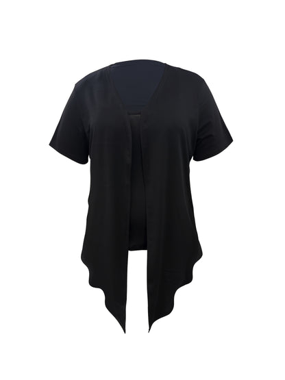 Women's Black Polyester Short-Sleeve Jacket - product view 6