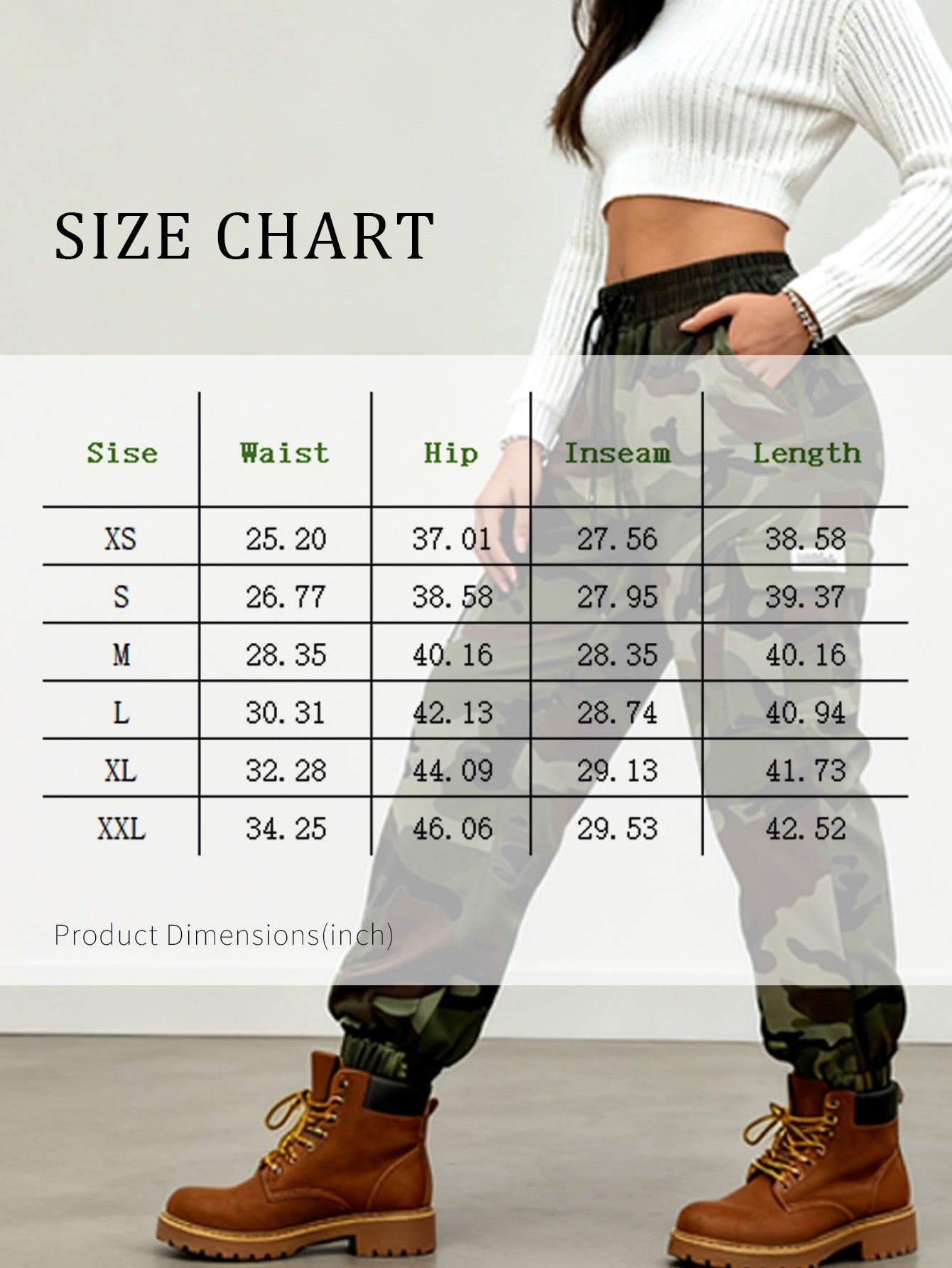 Women'S Lightweight Quick-Dry Camo Cargo Pants - Tapered Leg Elastic Drawstring Waistband Breathable Tactical Pants