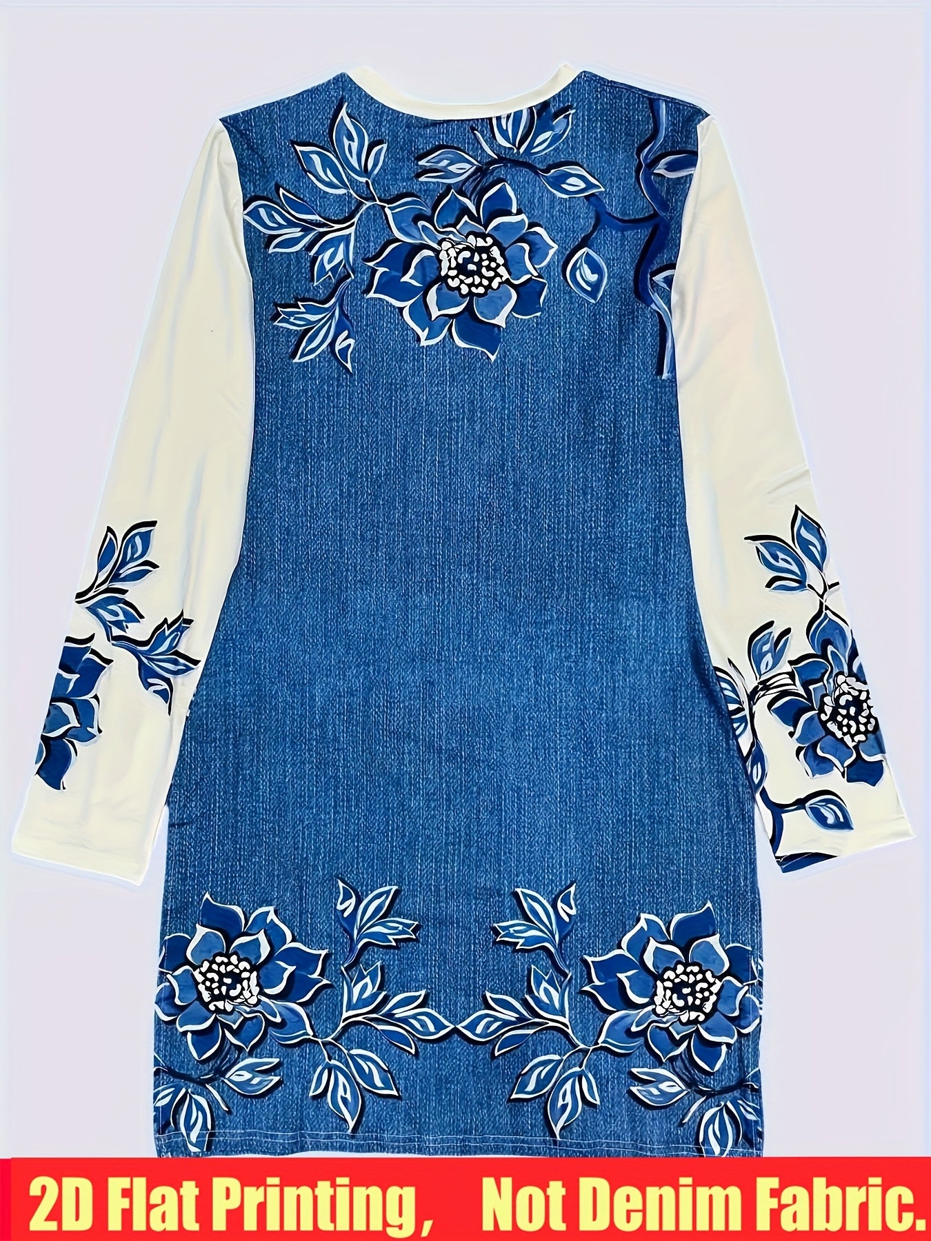 2D Flat Printing, Not Denim Fabric Women'S Slit Dress, Dress, Youthful Dress, Low-Cost Dress, Elegant Unique Dress, Elegant Event Dress, Casual Elegant Dress
