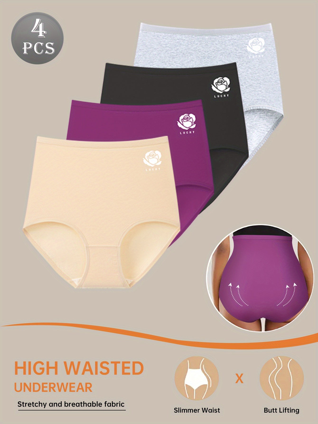 Women's Mixed colors Floral High-Waist Underwear - product view 7