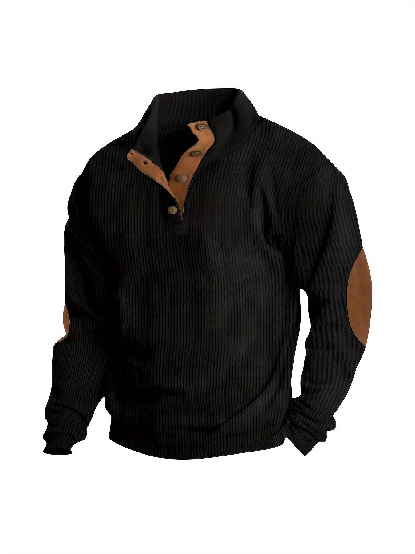 Men'S Autumn And Winter Outdoor Loose Jacket, Corduroy Casual Stand Up Collar, Long Sleeved Button Hoodie, Men'S