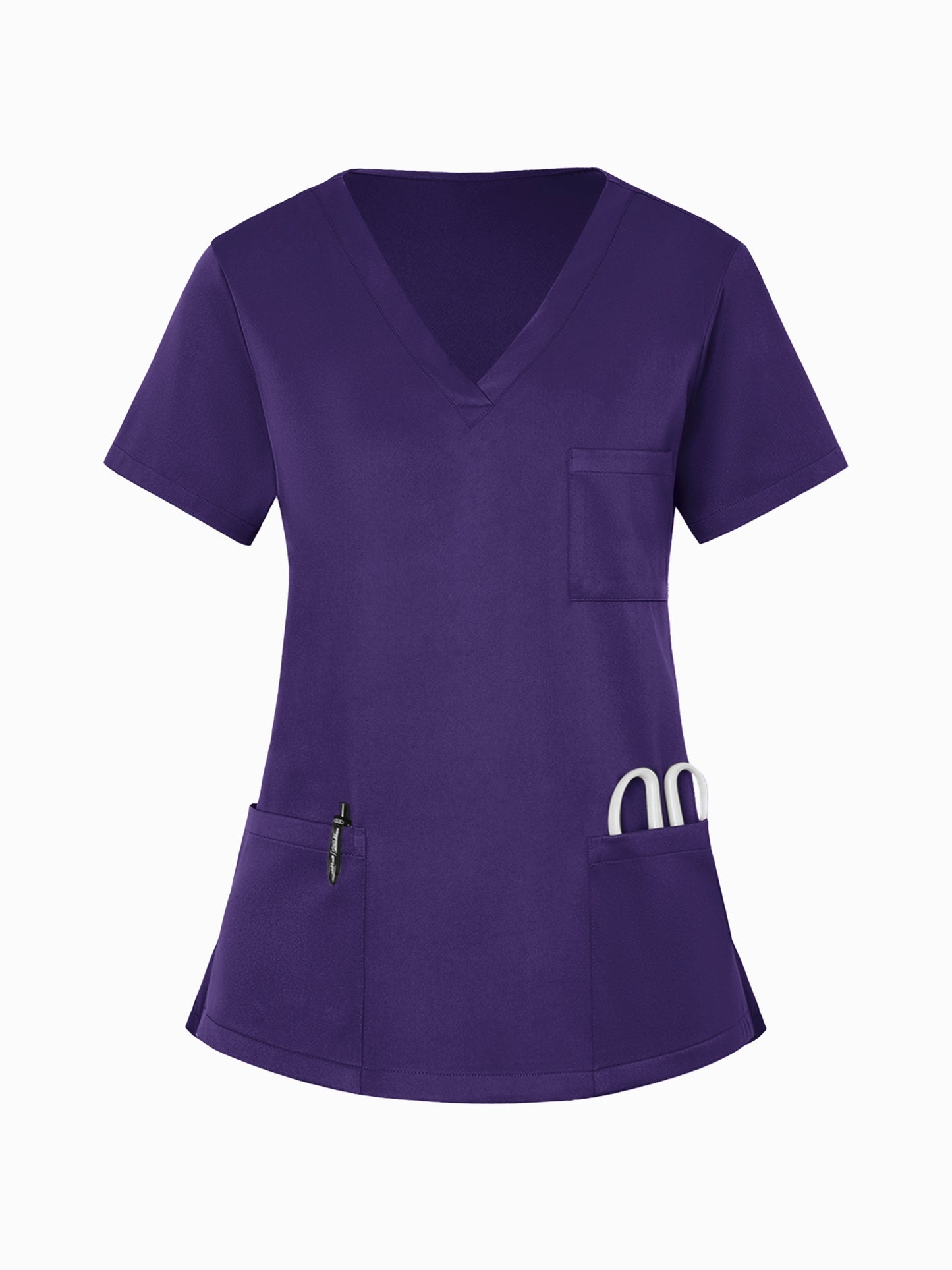 2pcs Set Of Women's V-neck Matte Breathable S Uniform Pocket Hand Washing Work Clothes Brush Hand Clothes Tying Feet Pants Set