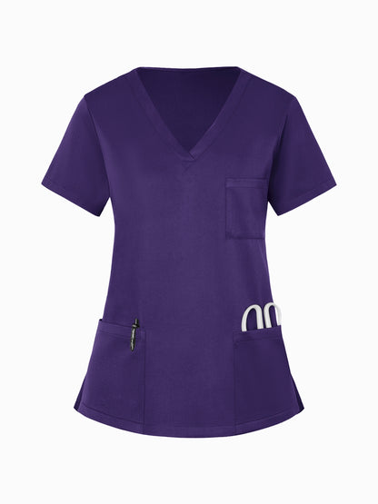 2pcs Set Of Women's V-neck Matte Breathable S Uniform Pocket Hand Washing Work Clothes Brush Hand Clothes Tying Feet Pants Set