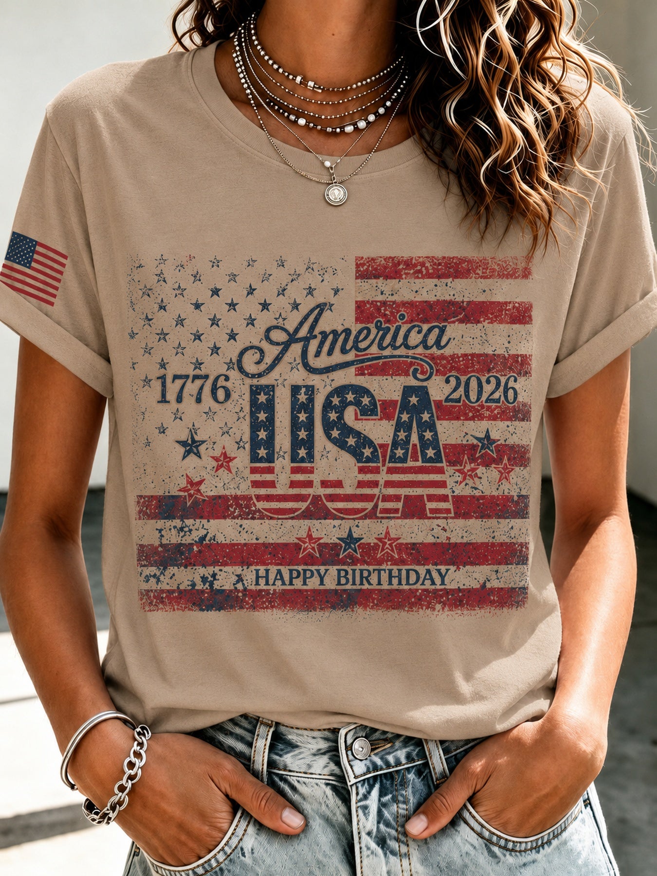 Nixeci Men's Cotton American Flag T-Shirt, Vintage Stars and Stripes Graphic Crewneck Tee, Soft Short Sleeve Summer Casual Shirt for Father's Day, Independence Day, Game Day Gifts