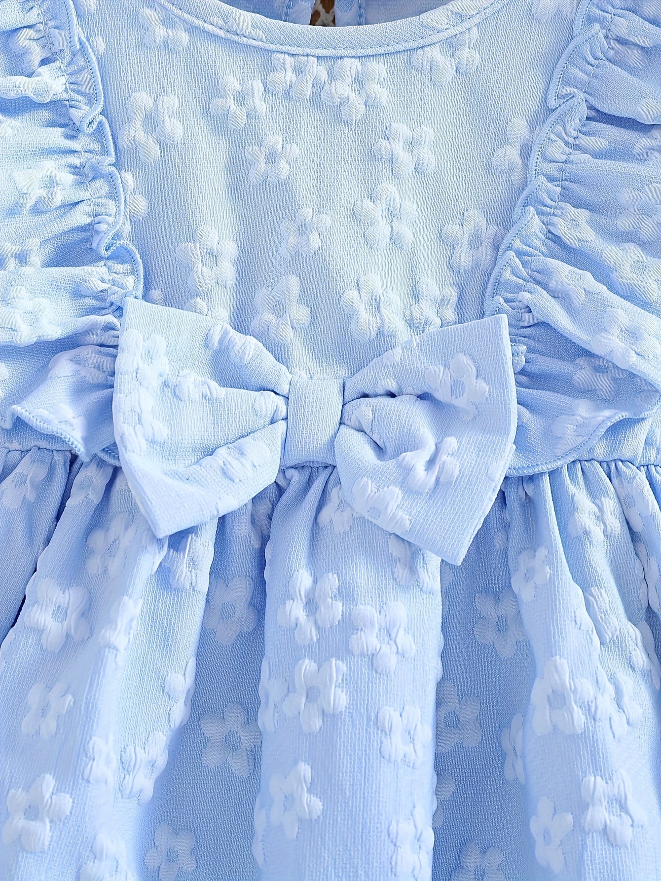 Baby Girl Clothing, Baby Products, Newborn Baby Girl Clothing, Baby Girl Summer Versatile And Cute Round-neck Plain-color Ruffled Floral Princess-style Dress. Baby Girl Casual Dress. Back-to-school Promotion. Valentine's Day Gift.
