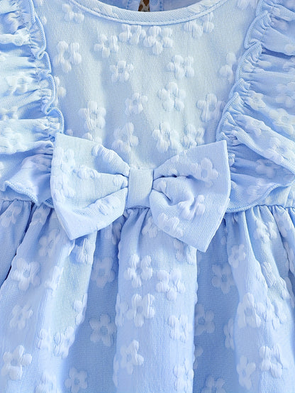Baby Girl Clothing, Baby Products, Newborn Baby Girl Clothing, Baby Girl Summer Versatile And Cute Round-neck Plain-color Ruffled Floral Princess-style Dress. Baby Girl Casual Dress. Back-to-school Promotion. Valentine's Day Gift.