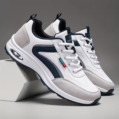 [Men's Fashion Sneakers] Men's Fashion Sneakers - Lace-up Design, PU Material, Comfortable Lining, Non-slip Casual Style, Soft-soled Running Shoes, Suitable for Outdoor Activities