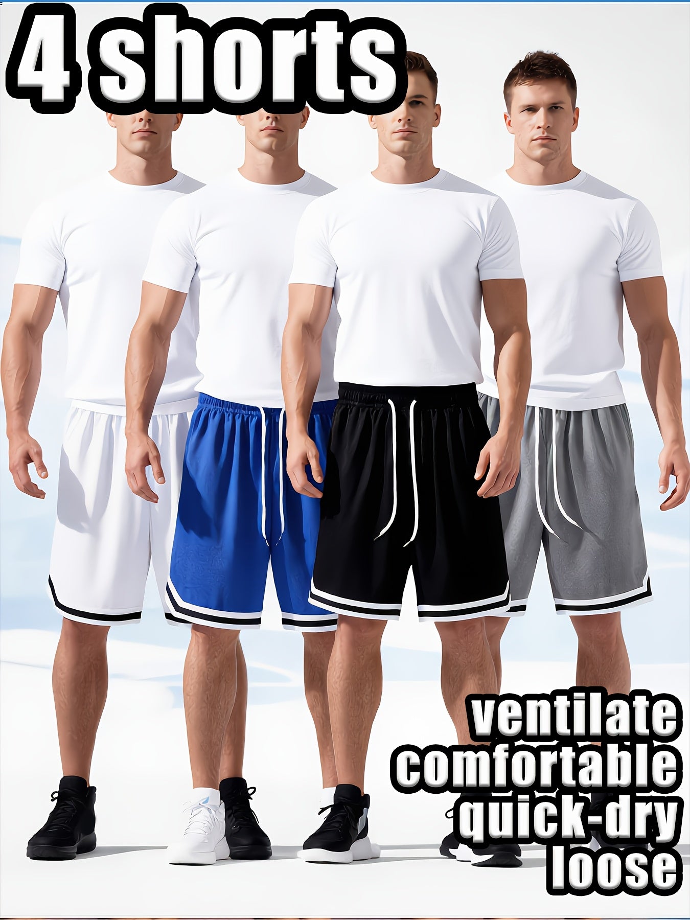 4pcs Men'S Sports Shorts with Pocket Basketball Pants, Made of Breathable And Quick-Drying Elastic Material, Suitable for Tennis, Jogging, Men'S Basketball Shorts, Suitable for Outdoor Sports, Home Leisure, Fitness Training, And Street Leisure