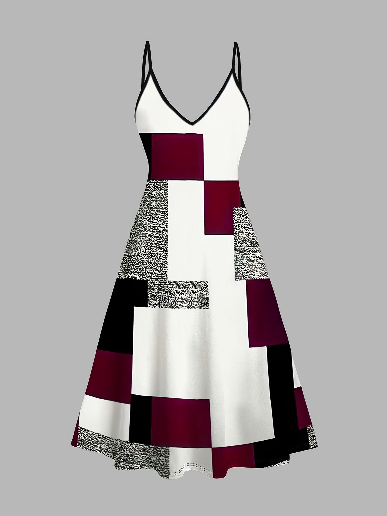 Two-piece dress set: simple and fashionable printed dress and solid color long coat, elegant two-piece set