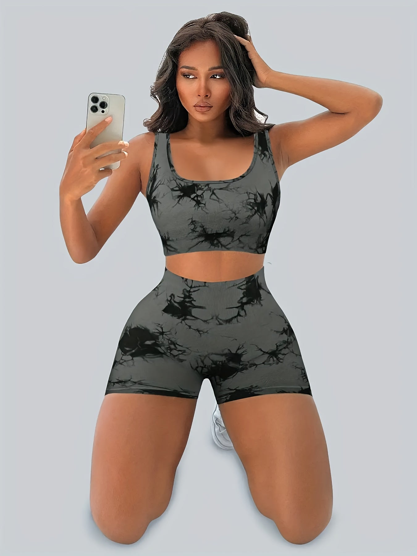 Women'S Sports Tie-Dye Seamless Underwear and Shorts Suit