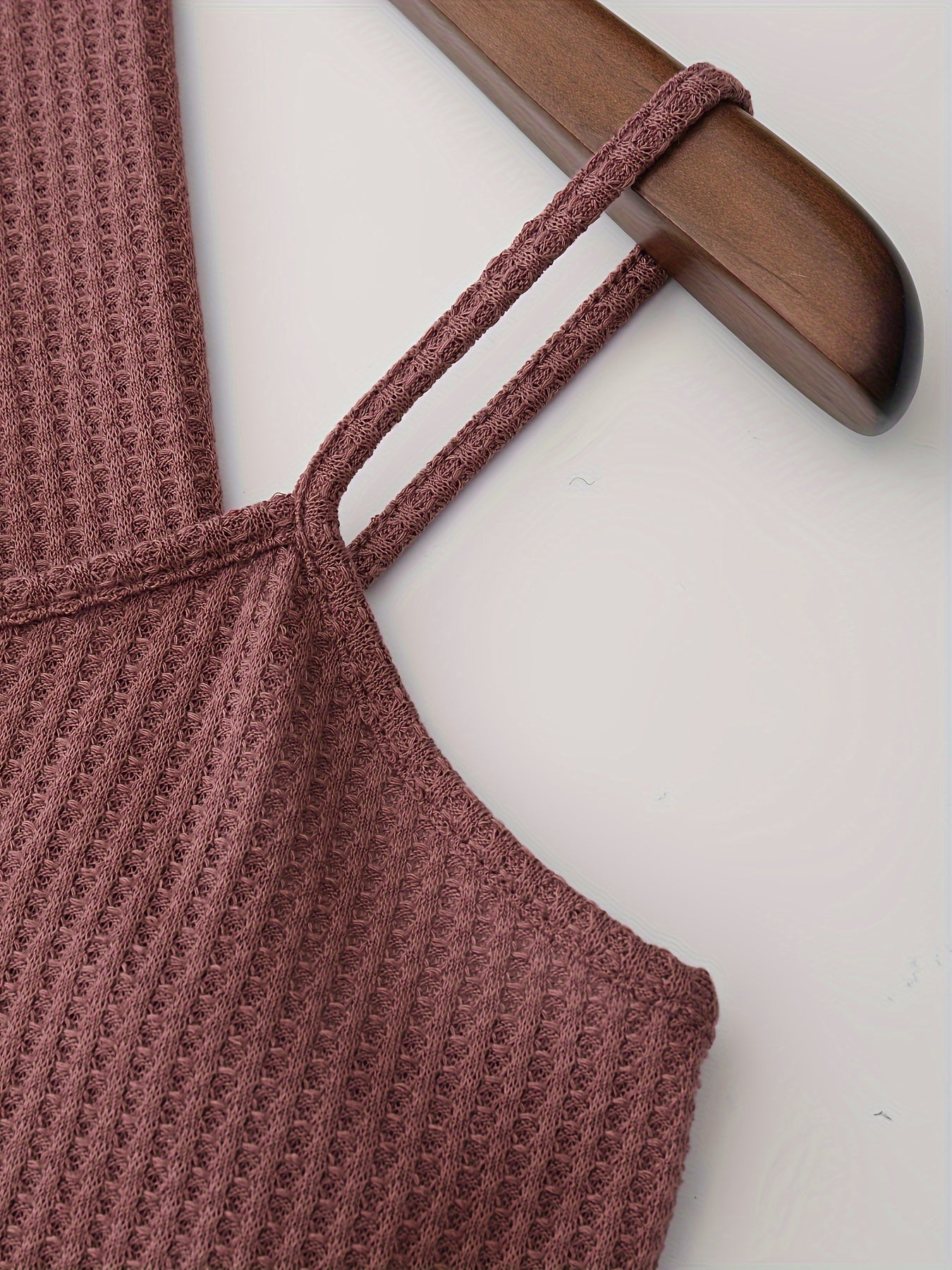 Solid Waffle Lounge Set, Casual Long Sleeve Crew Neck Top & Cami Top & Elastic Waistband Shorts - Women's Loungewear & Sleepwear - Soft & Cozy Fabric - Perfect for Relaxing at Home - Ideal Gift for Women