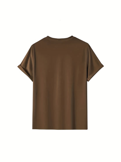 Printed Letter Design, Casual Crew Neck T-Shirt for Men, Made from 100% Knit Fabric, Short-Sleeved Top Suitable for Spring And Summer, Stylish And Adaptable