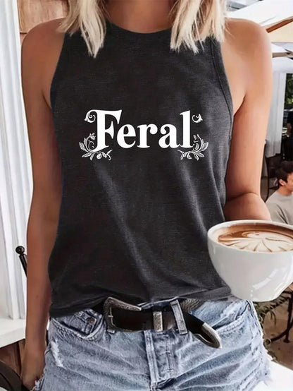 Crew Neck Tank Top for Women - Casual Round Neck Sleeveless Shirt with Polyester Fabric - Fashionable & Breathable Vest for All Seasons