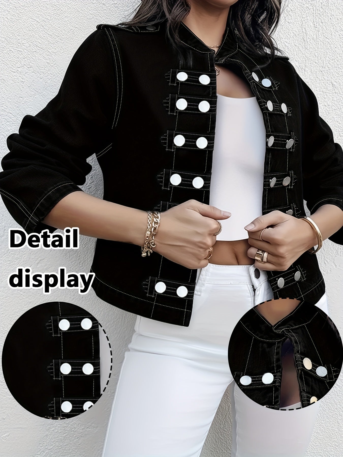 Women'S Plus Size Denim Jacket - Long Sleeve Button Denim Jacket Coat Four Seasons Suitable for Any Place